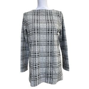 J JILL Grey and Black Plaid Tunic. Size S